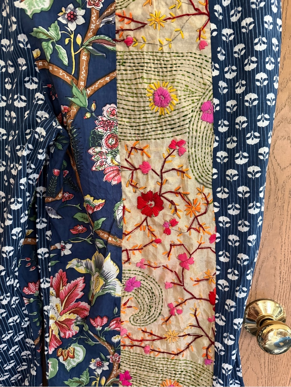 Kaantha Karma Boho Patchwork Phulkari Flare Pant - Multicolor Floral-XXL - Picture 12 of 14